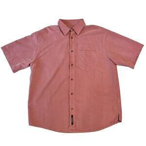 Cabela’s Modal Red Stripe Mens Short Sleeve Button Down Shirt Size L